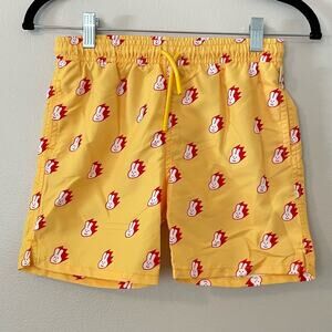 Happy Socks Kids Bunny Swim Volley Shorts 4.5" Inseam Yellow Red Boys 10 12